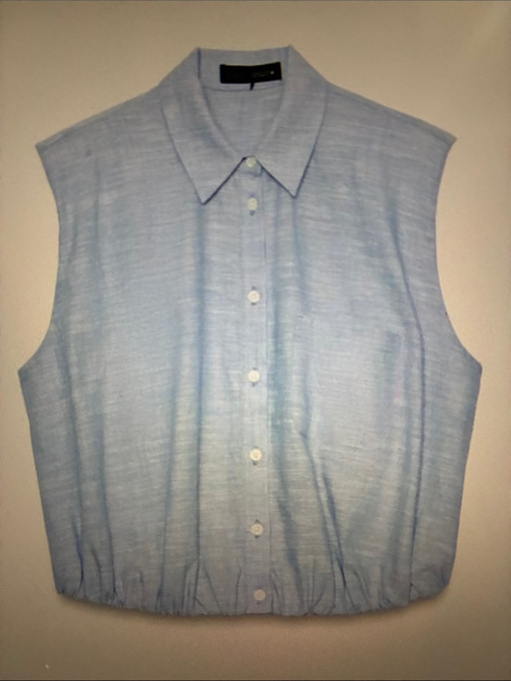 Zara Light Blue Sleeveless Button-Down Shirt